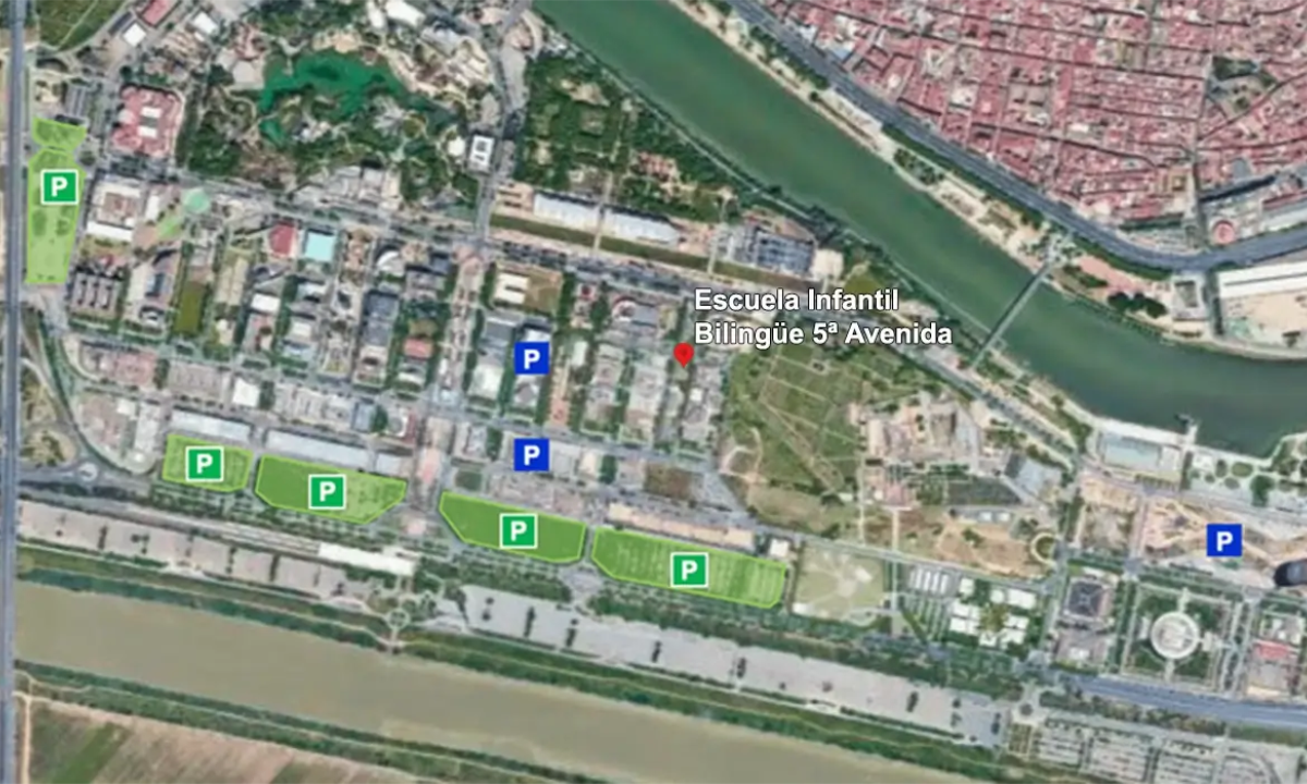 Bolsas y zonas de aparcamiento en la Cartuja