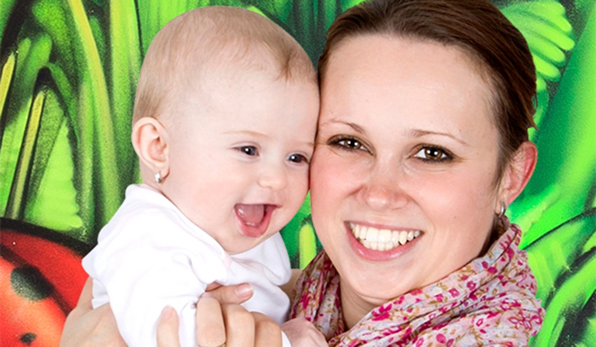 mother with her daughter at the nursery school