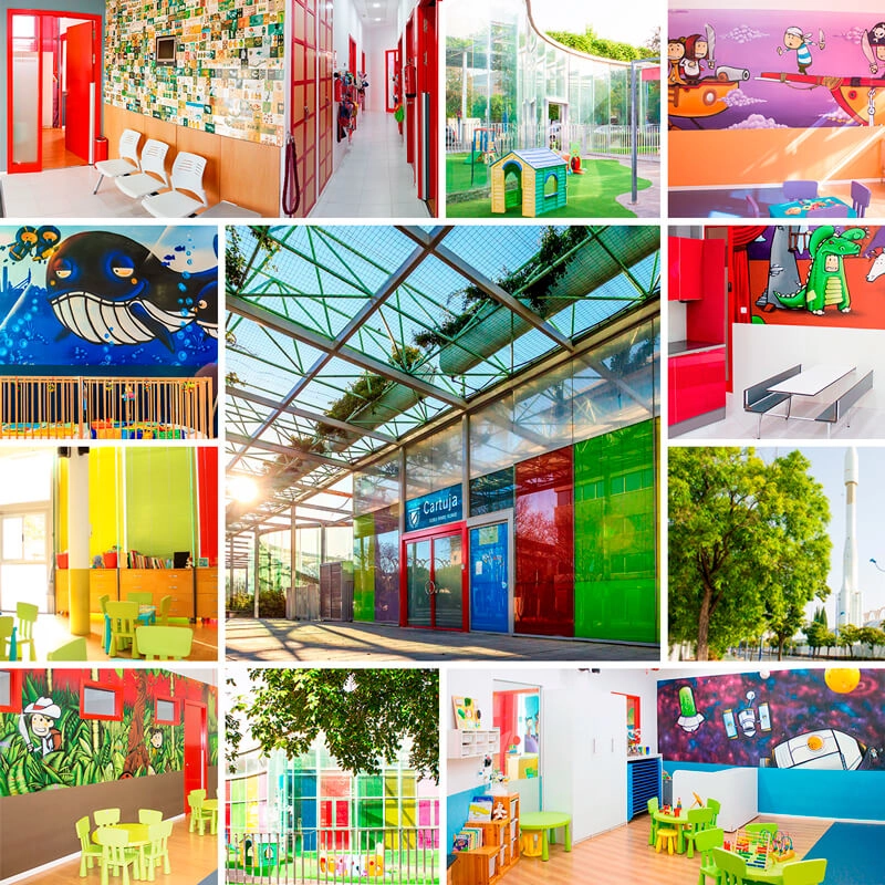 Collage de fotos de la escuela infantil 5Avenida en Cartuja